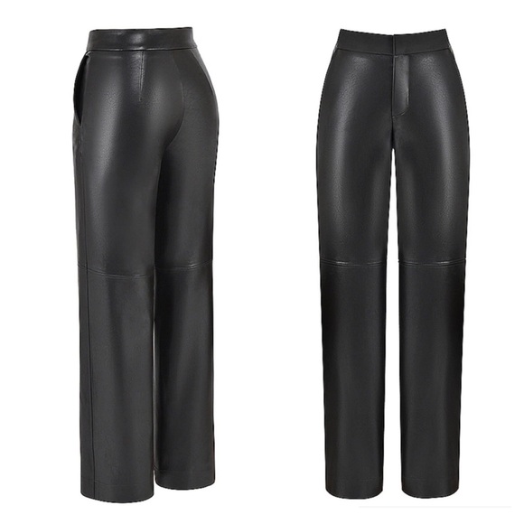 House of CB Black wide Straight Leg Pants size L NWT $195 - Picture 3 of 9